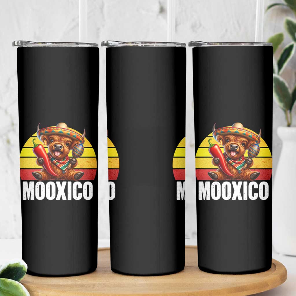 Funny Highland Cow MooXico Skinny Tumbler Cinco De Mayo Fiesta Party