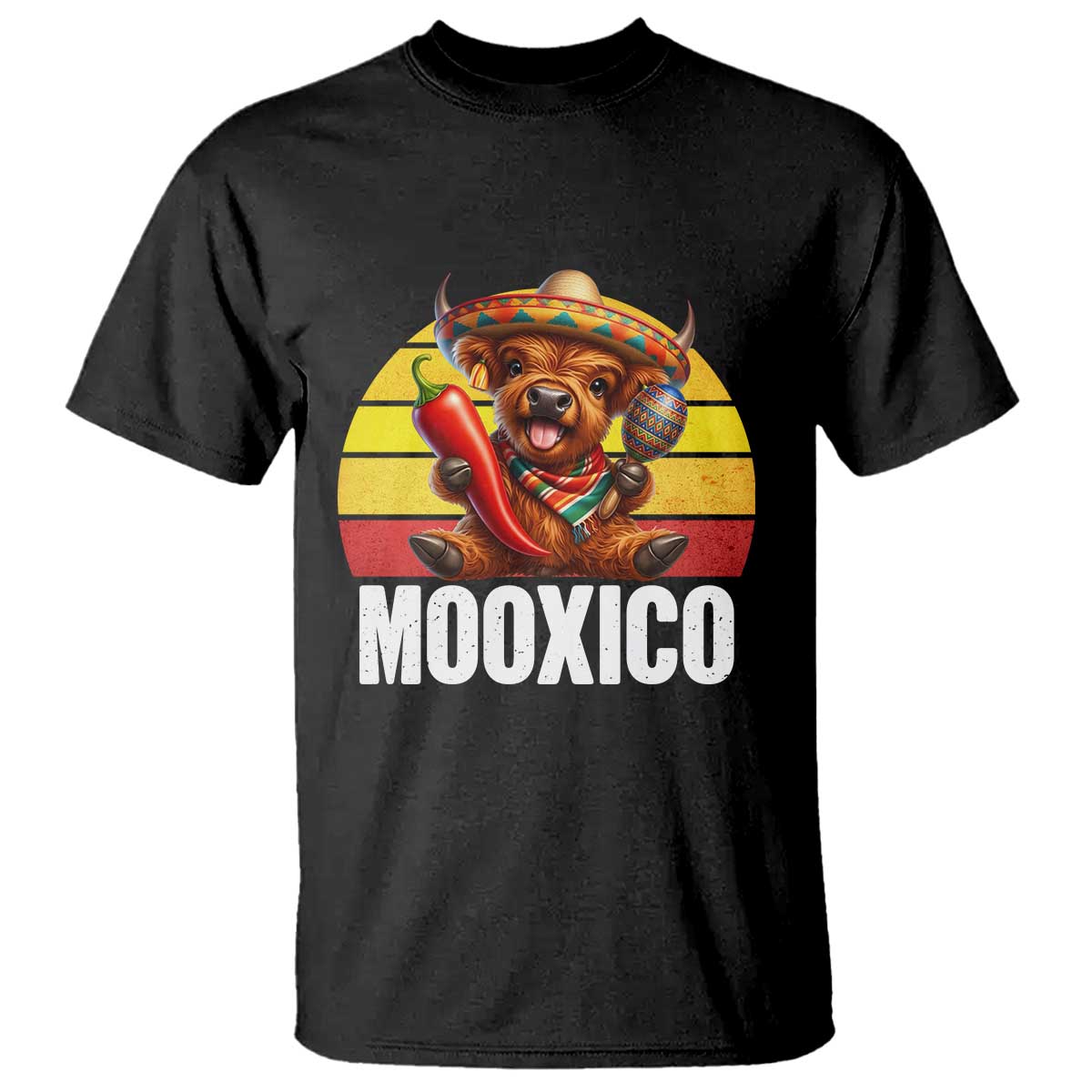 Funny Highland Cow MooXico T Shirt Cinco De Mayo Fiesta Party
