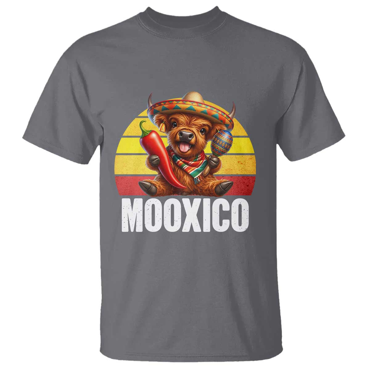 Funny Highland Cow MooXico T Shirt Cinco De Mayo Fiesta Party
