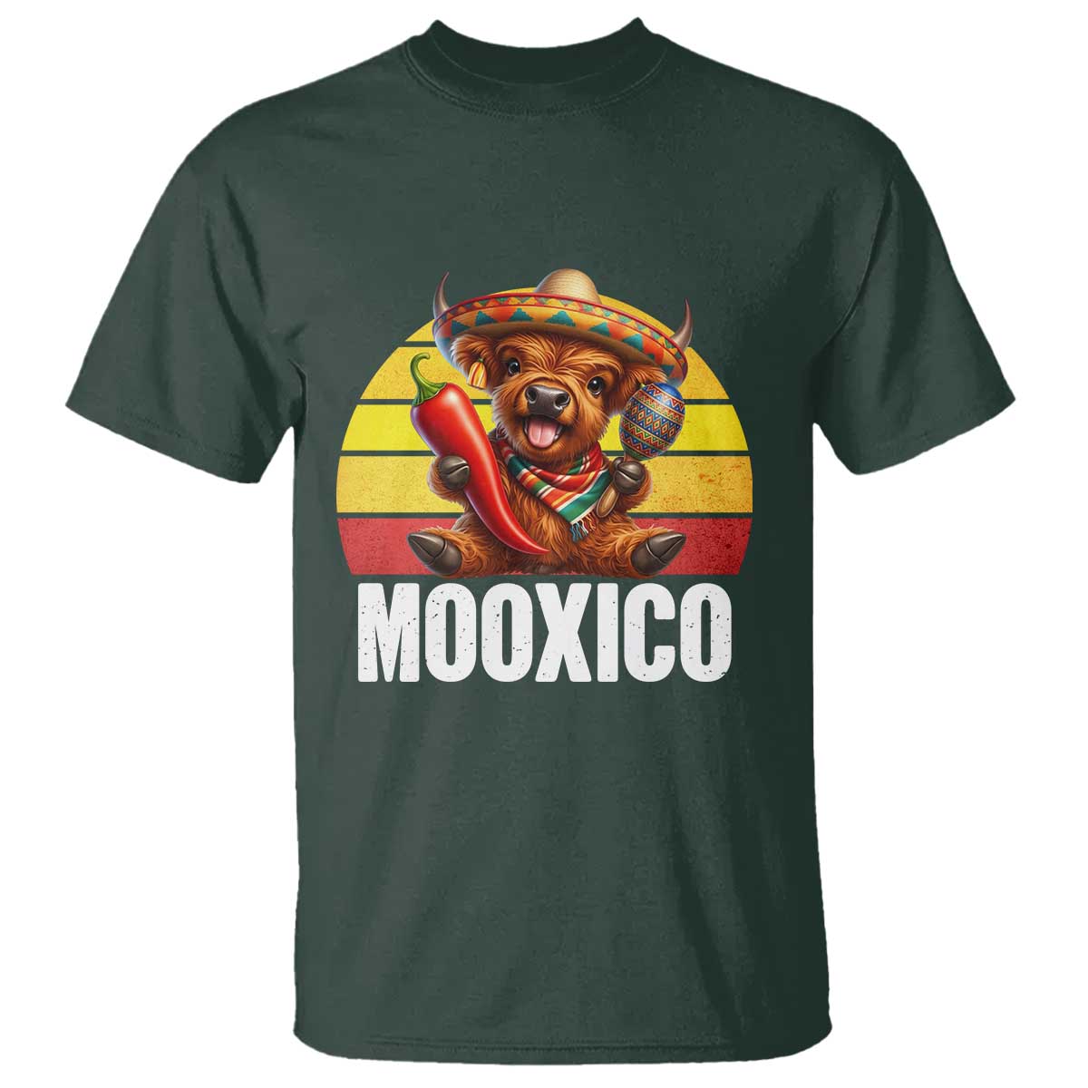 Funny Highland Cow MooXico T Shirt Cinco De Mayo Fiesta Party