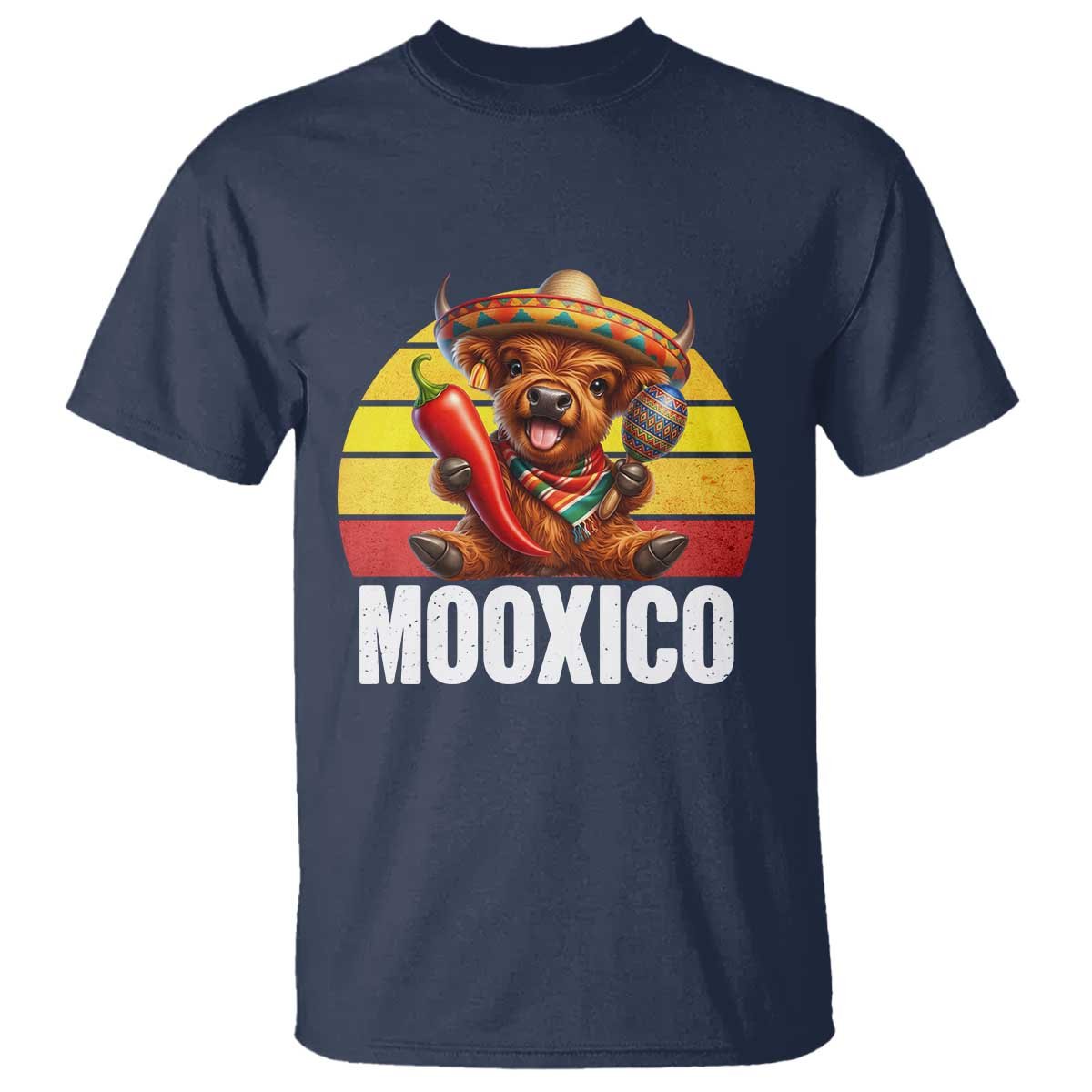 Funny Highland Cow MooXico T Shirt Cinco De Mayo Fiesta Party