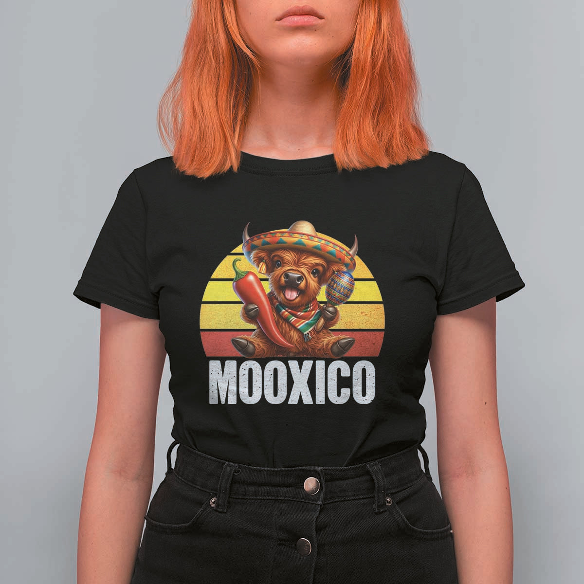 Funny Highland Cow MooXico T Shirt For Women Cinco De Mayo Fiesta Party