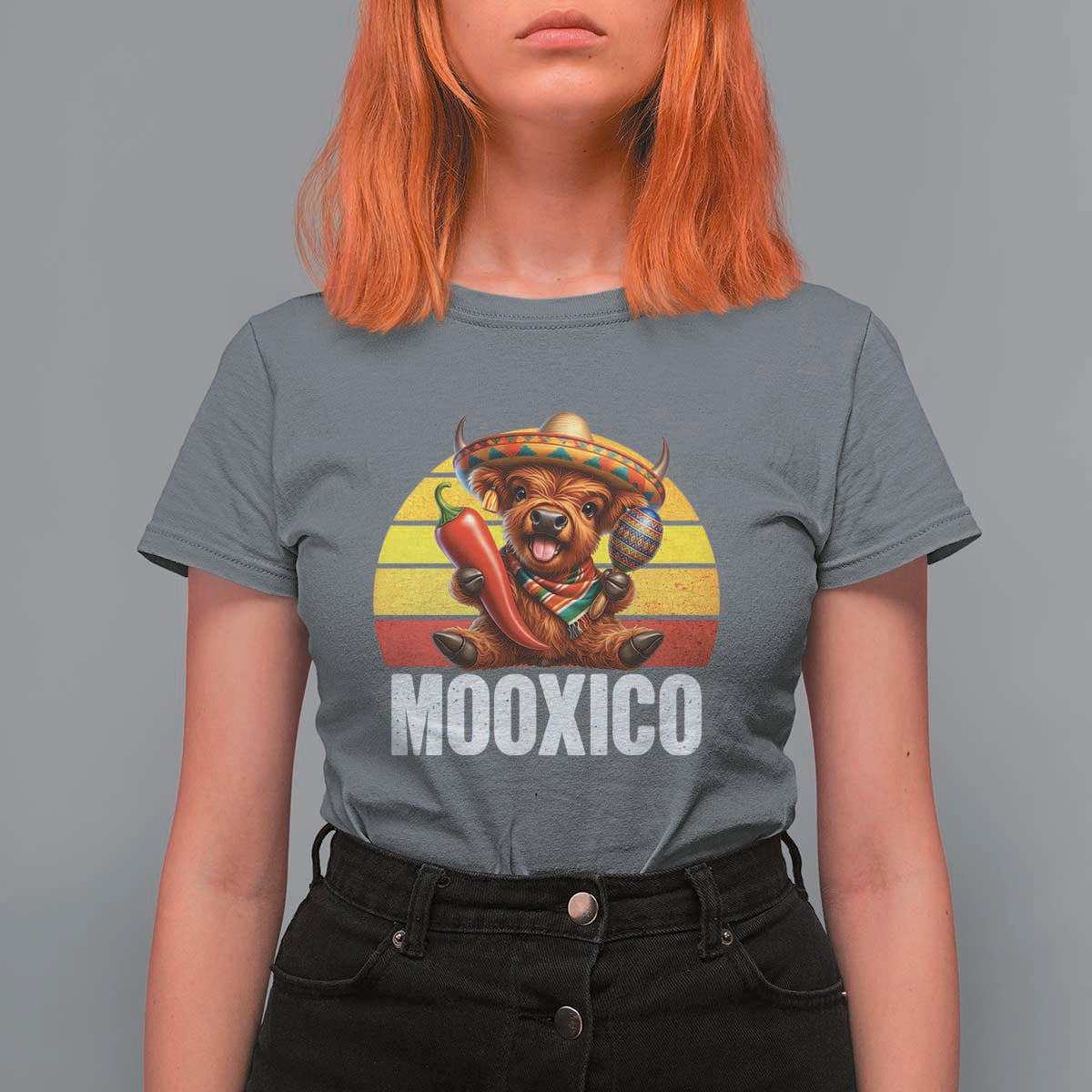 Funny Highland Cow MooXico T Shirt For Women Cinco De Mayo Fiesta Party