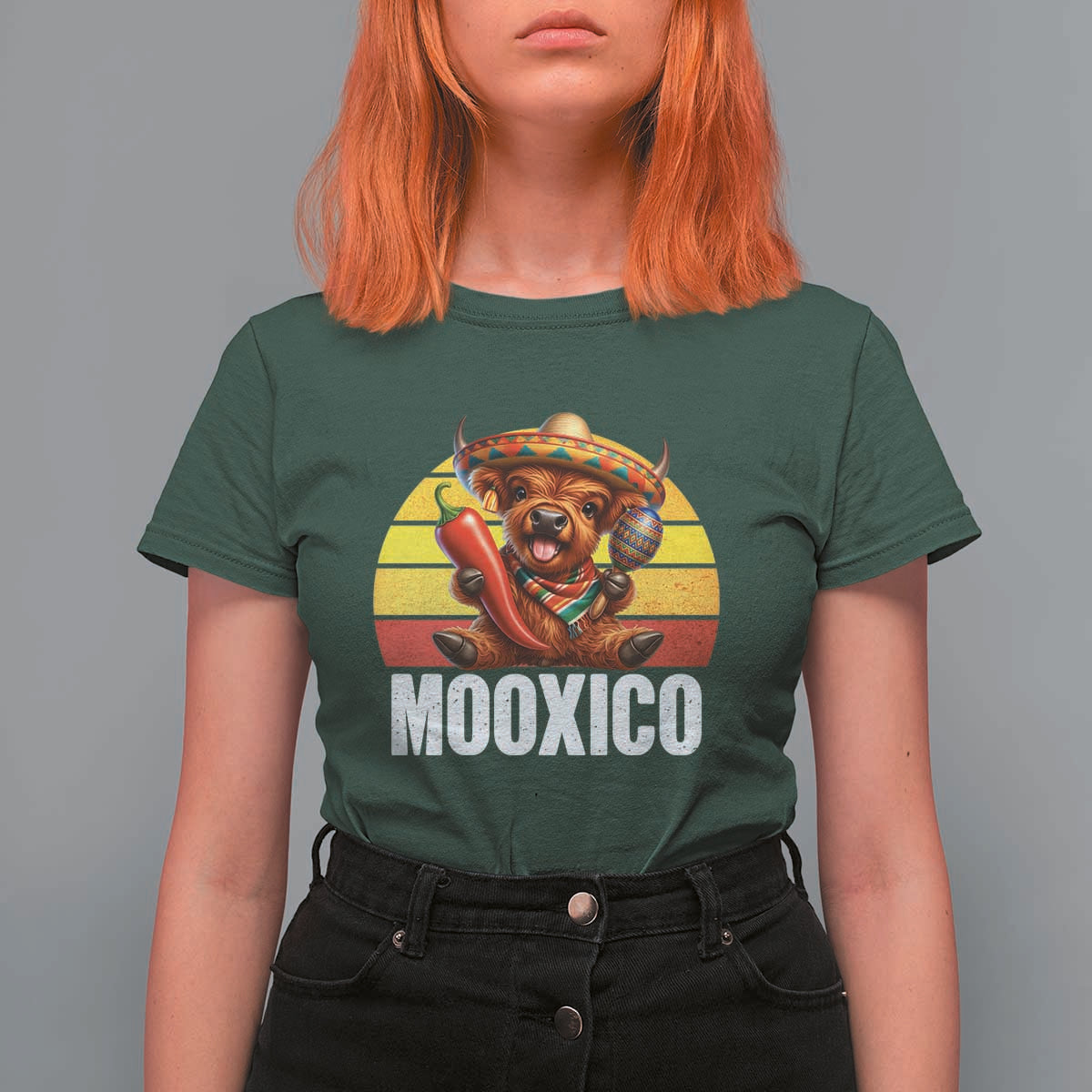 Funny Highland Cow MooXico T Shirt For Women Cinco De Mayo Fiesta Party