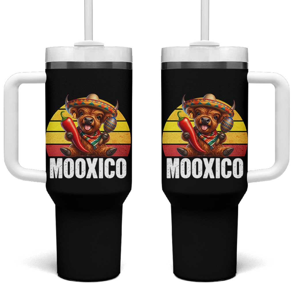 Funny Highland Cow MooXico Tumbler With Handle Cinco De Mayo Fiesta Party