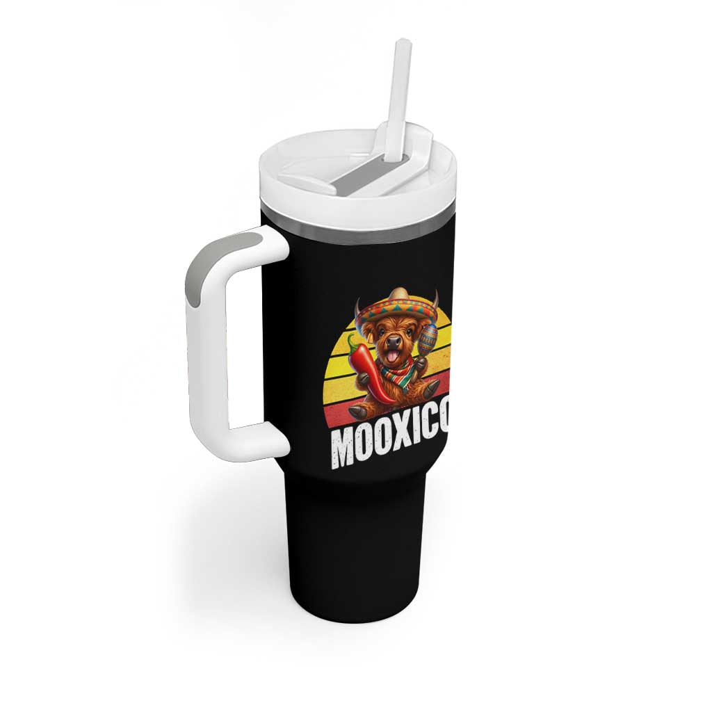Funny Highland Cow MooXico Tumbler With Handle Cinco De Mayo Fiesta Party