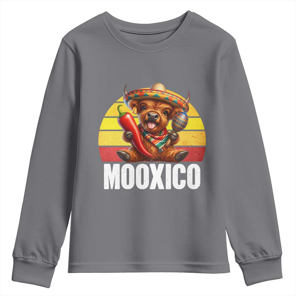 Funny Highland Cow MooXico Youth Sweatshirt Cinco De Mayo Fiesta Party
