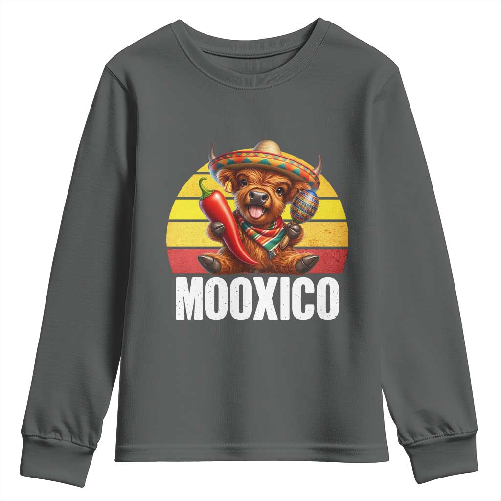 Funny Highland Cow MooXico Youth Sweatshirt Cinco De Mayo Fiesta Party