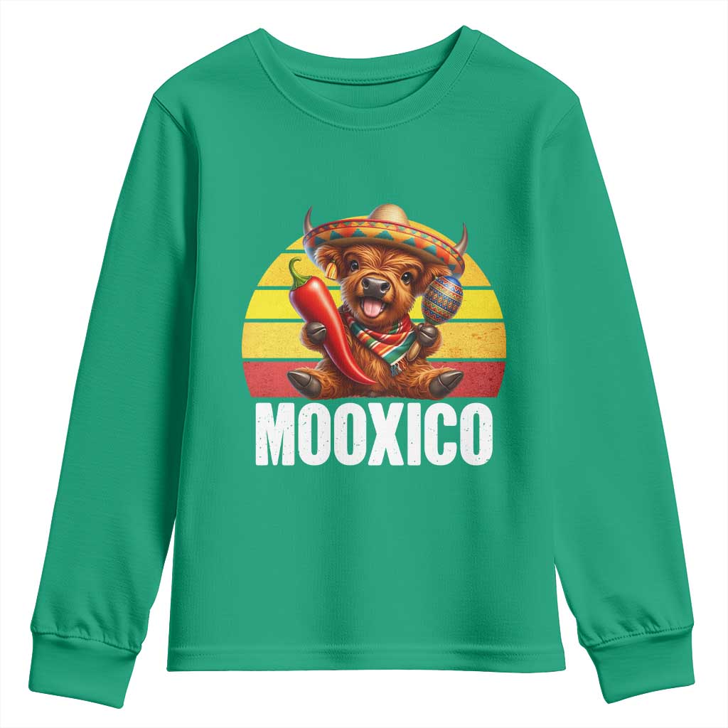Funny Highland Cow MooXico Youth Sweatshirt Cinco De Mayo Fiesta Party