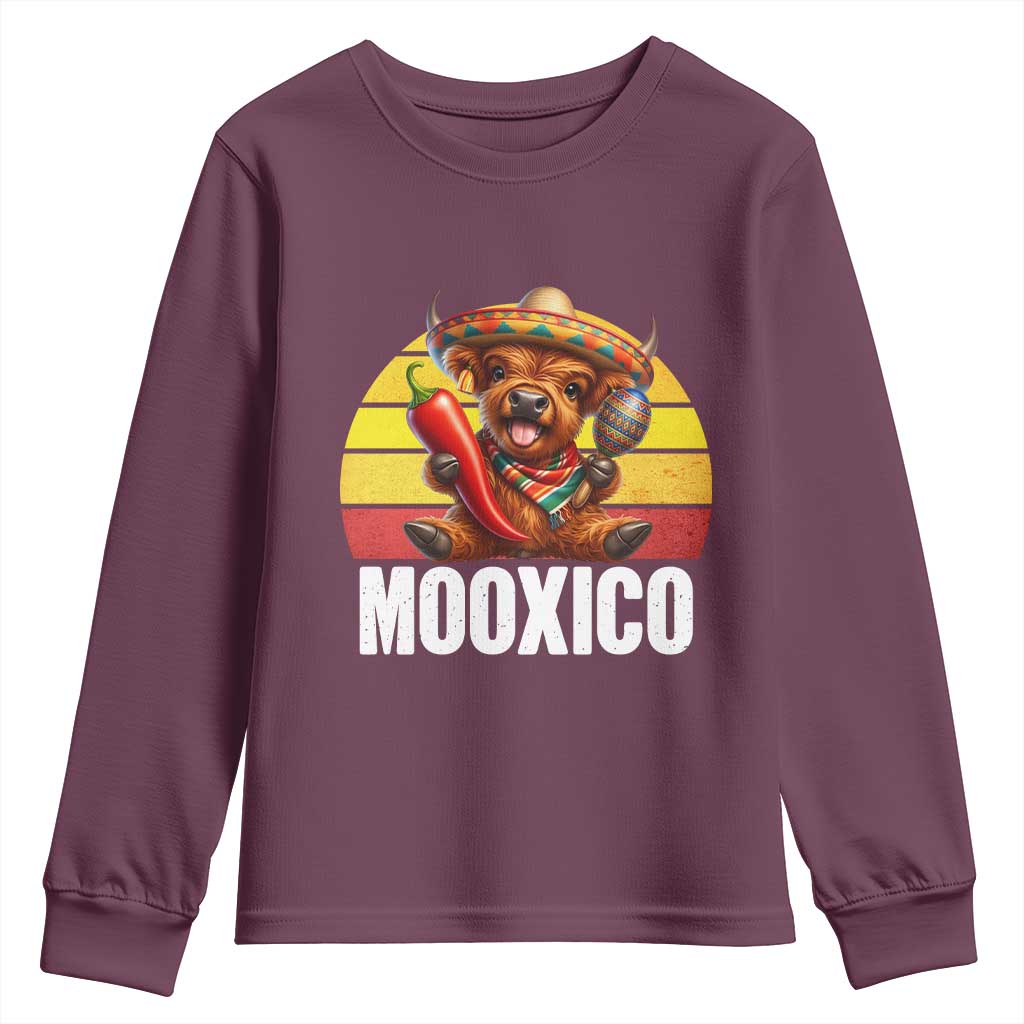 Funny Highland Cow MooXico Youth Sweatshirt Cinco De Mayo Fiesta Party