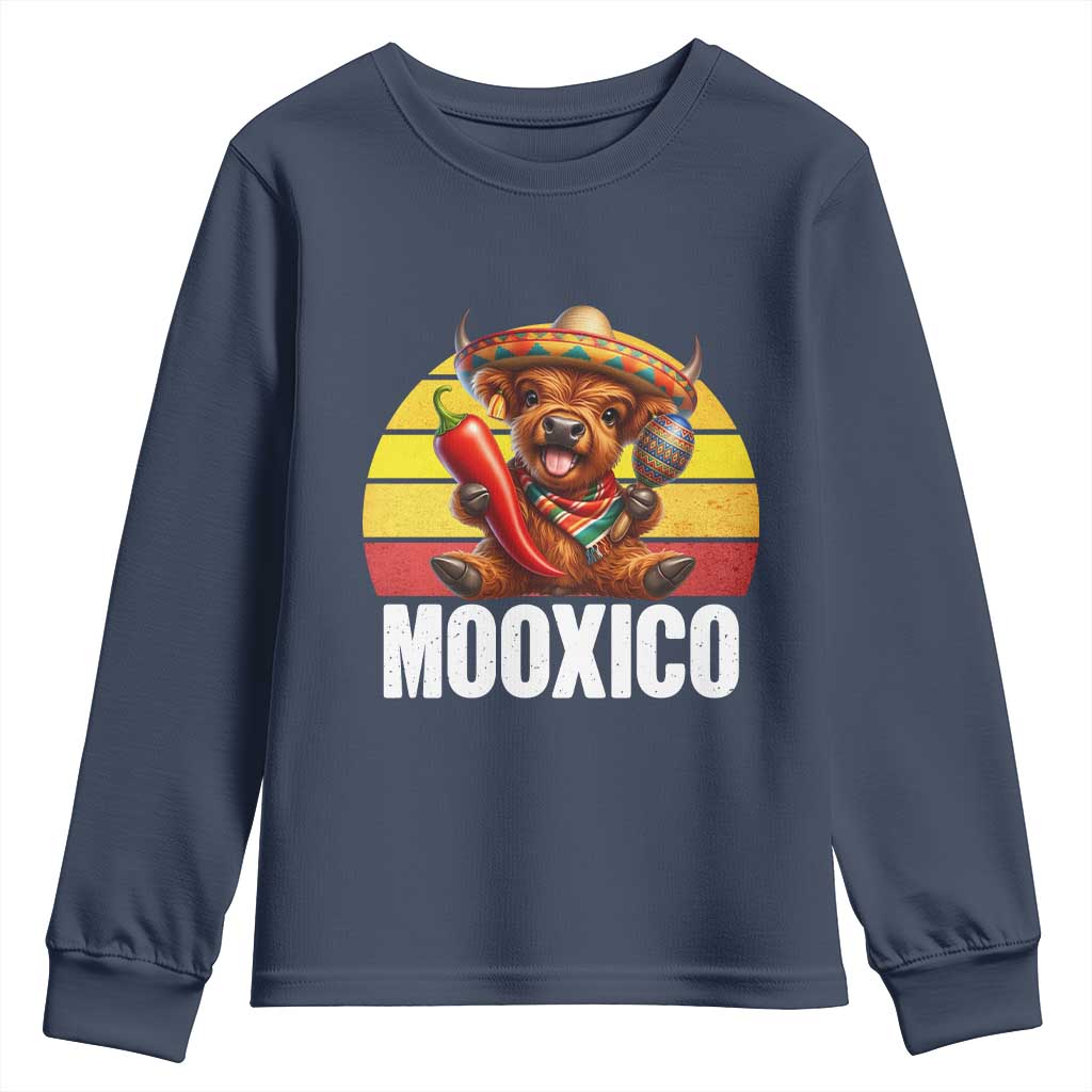 Funny Highland Cow MooXico Youth Sweatshirt Cinco De Mayo Fiesta Party