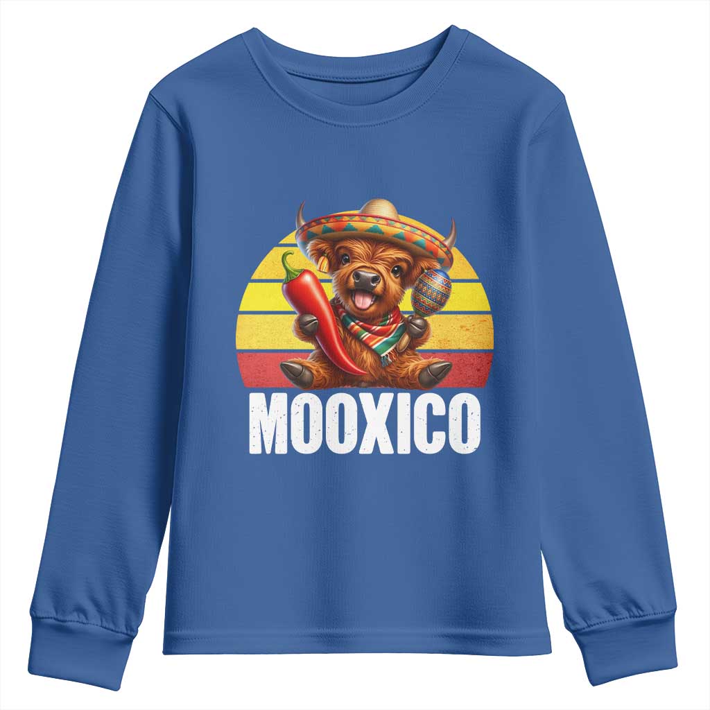 Funny Highland Cow MooXico Youth Sweatshirt Cinco De Mayo Fiesta Party