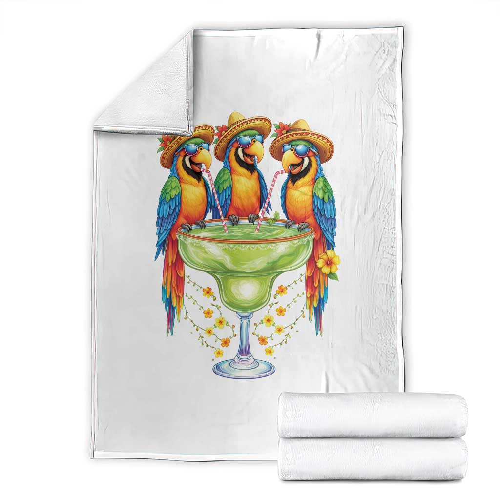 Cinco De Mayo Summer Party Throw Blanket Funny Parrots Drinking Margaritas