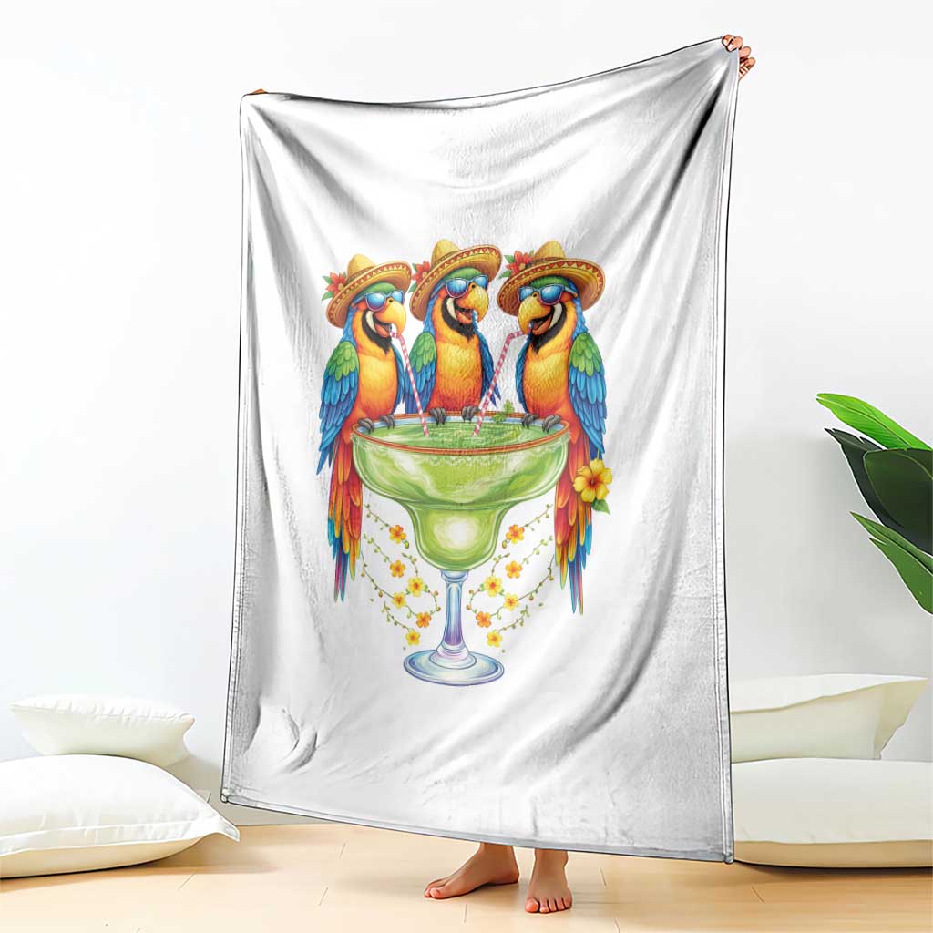 Cinco De Mayo Summer Party Throw Blanket Funny Parrots Drinking Margaritas