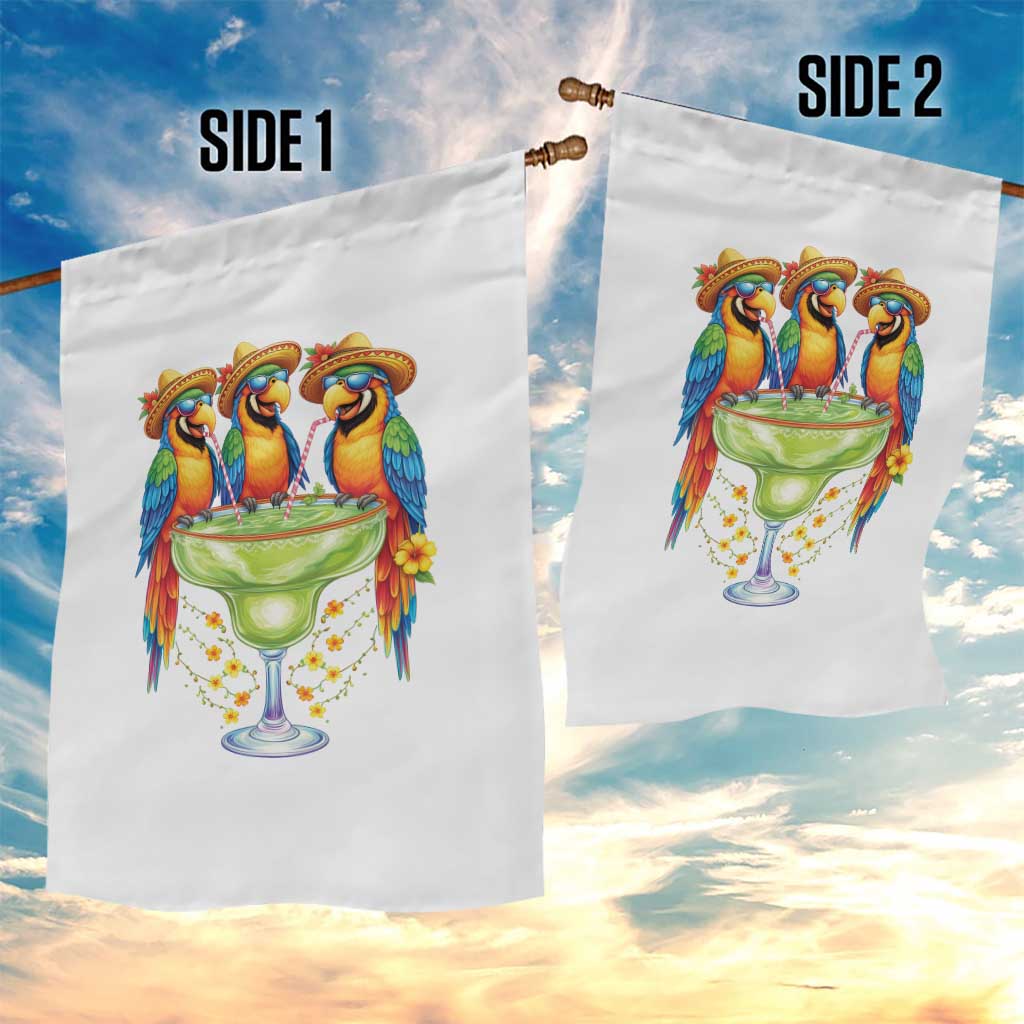 Cinco De Mayo Summer Party Garden Flag Funny Parrots Drinking Margaritas