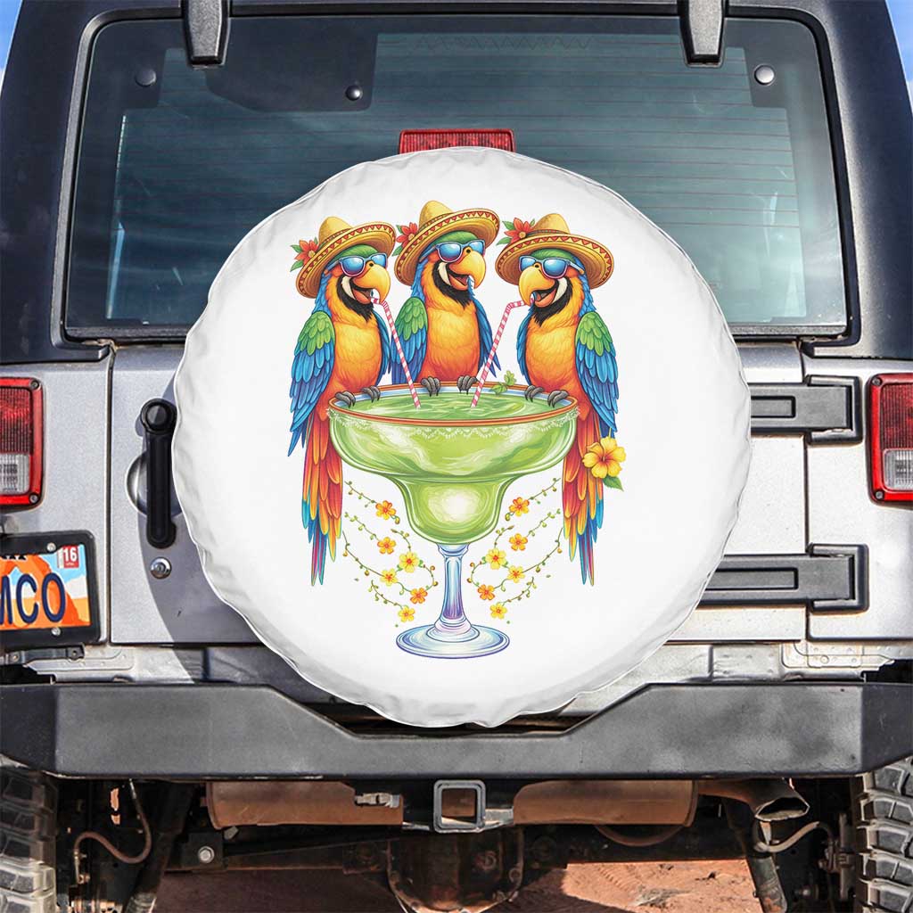 Cinco De Mayo Summer Party Spare Tire Cover Funny Parrots Drinking Margaritas
