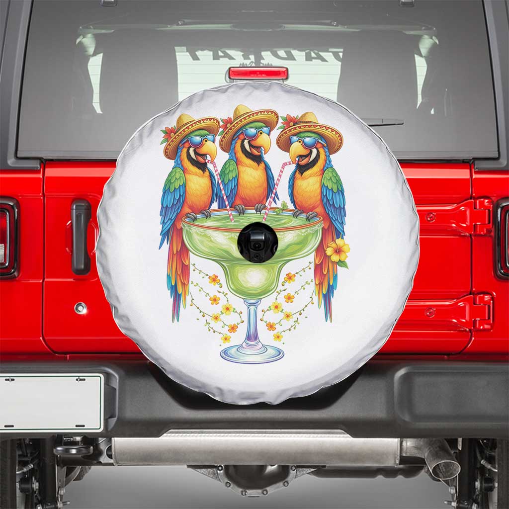 Cinco De Mayo Summer Party Spare Tire Cover Funny Parrots Drinking Margaritas