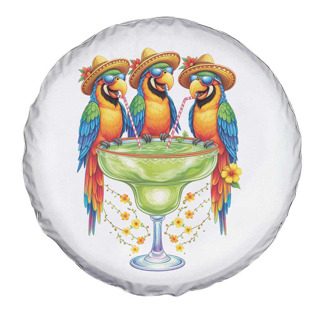 Cinco De Mayo Summer Party Spare Tire Cover Funny Parrots Drinking Margaritas