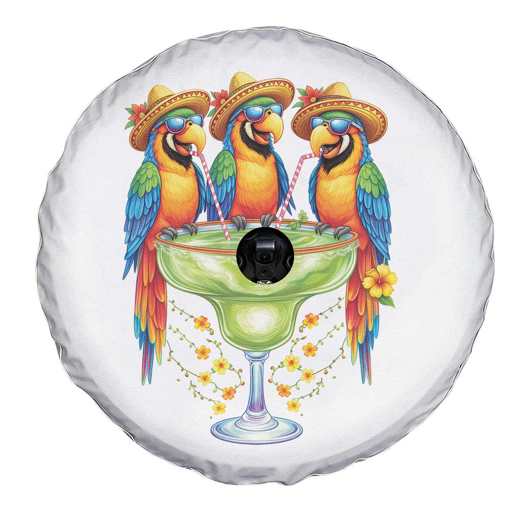 Cinco De Mayo Summer Party Spare Tire Cover Funny Parrots Drinking Margaritas