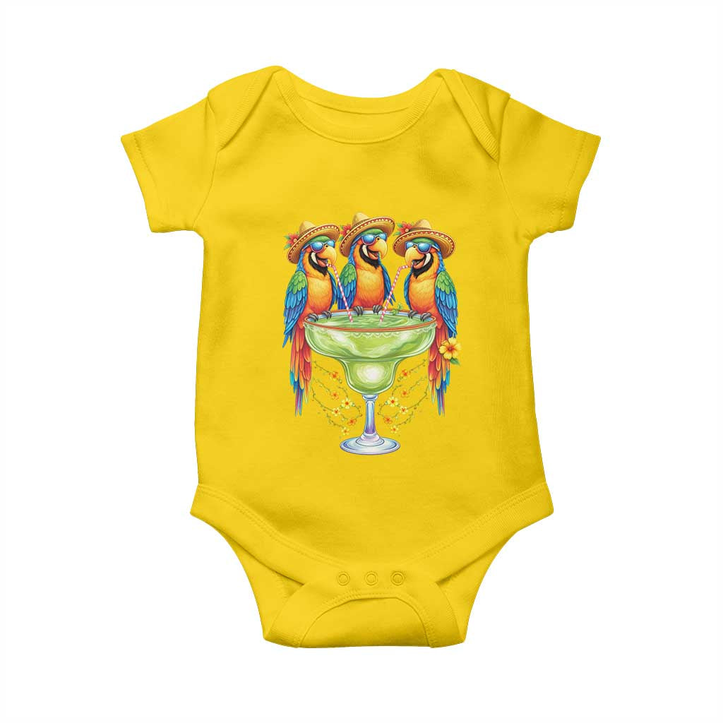 Cinco De Mayo Summer Party Baby Onesie Funny Parrots Drinking Margaritas
