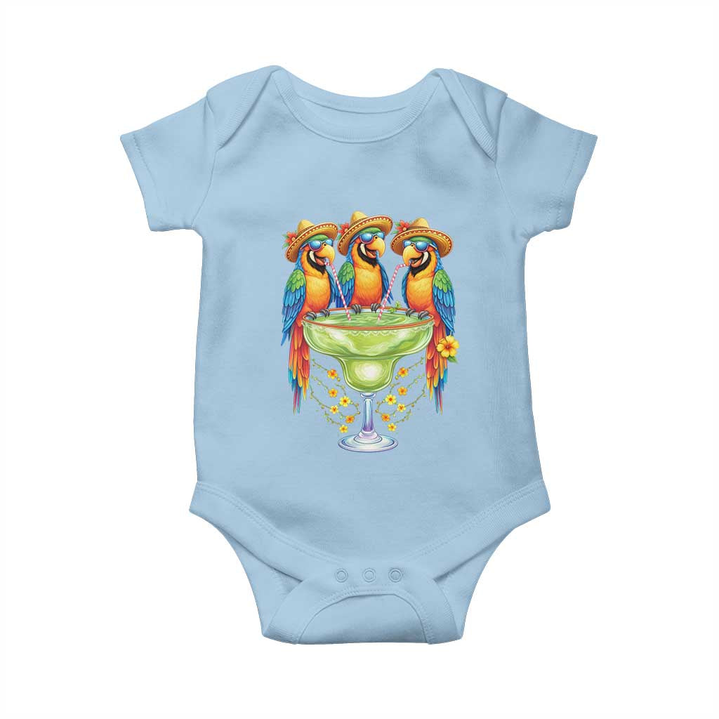 Cinco De Mayo Summer Party Baby Onesie Funny Parrots Drinking Margaritas