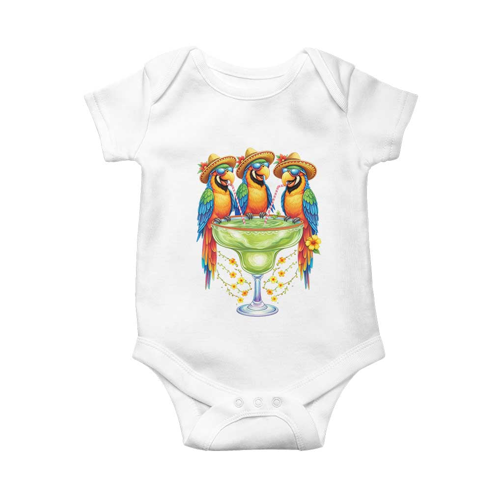 Cinco De Mayo Summer Party Baby Onesie Funny Parrots Drinking Margaritas