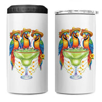 Cinco De Mayo Summer Party 4 in 1 Can Cooler Tumbler Funny Parrots Drinking Margaritas