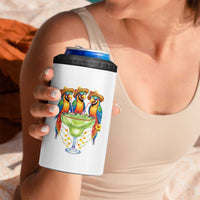 Cinco De Mayo Summer Party 4 in 1 Can Cooler Tumbler Funny Parrots Drinking Margaritas