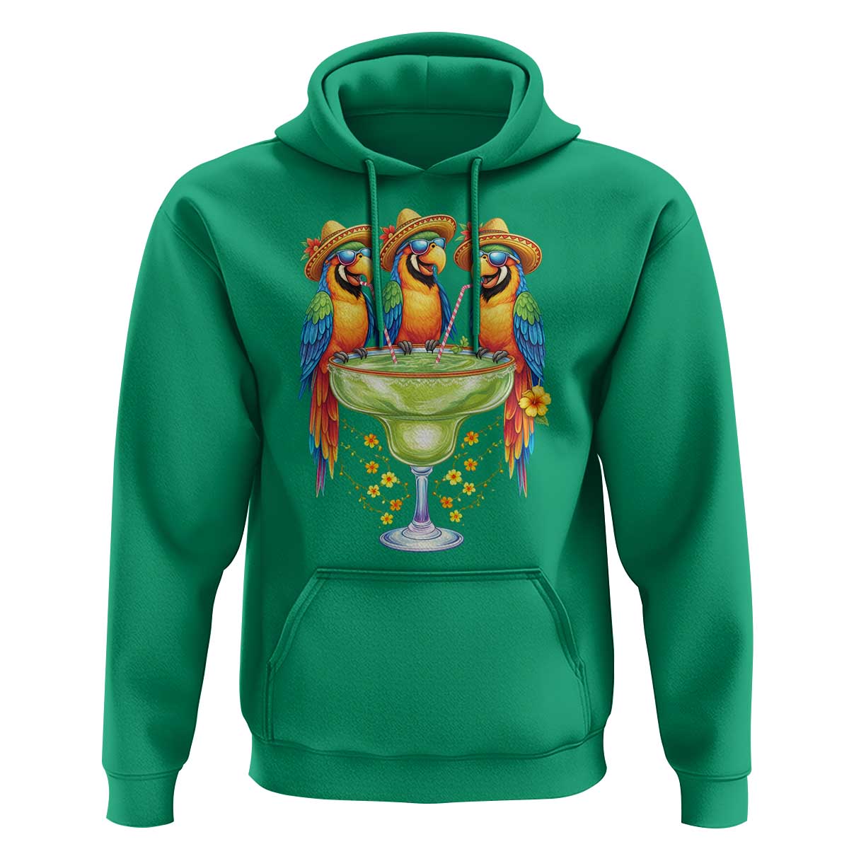 Cinco De Mayo Summer Party Hoodie Funny Parrots Drinking Margaritas