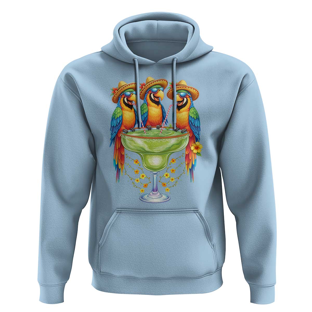 Cinco De Mayo Summer Party Hoodie Funny Parrots Drinking Margaritas