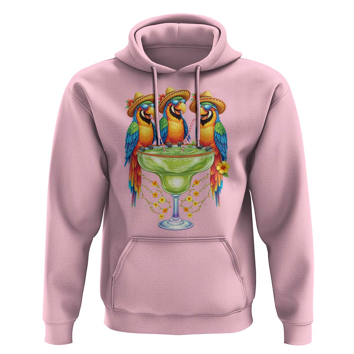 Cinco De Mayo Summer Party Hoodie Funny Parrots Drinking Margaritas
