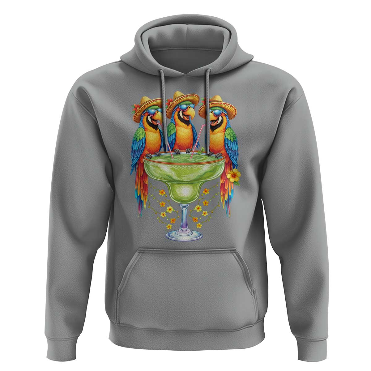 Cinco De Mayo Summer Party Hoodie Funny Parrots Drinking Margaritas