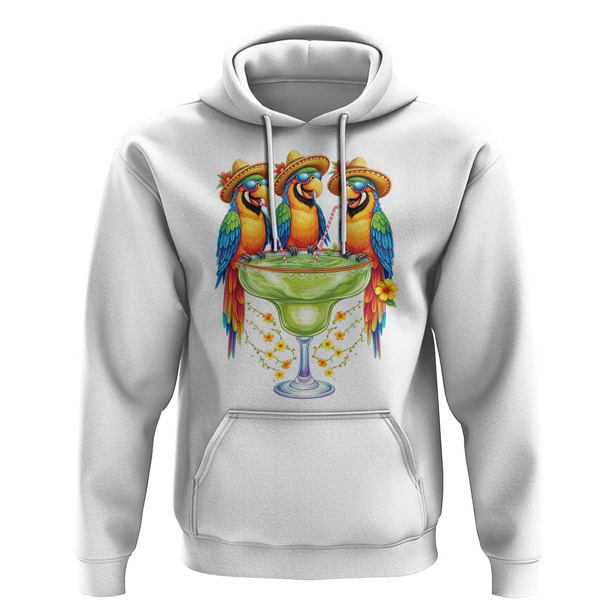 Cinco De Mayo Summer Party Hoodie Funny Parrots Drinking Margaritas