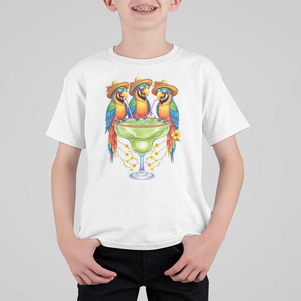 Cinco De Mayo Summer Party T Shirt For Kid Funny Parrots Drinking Margaritas