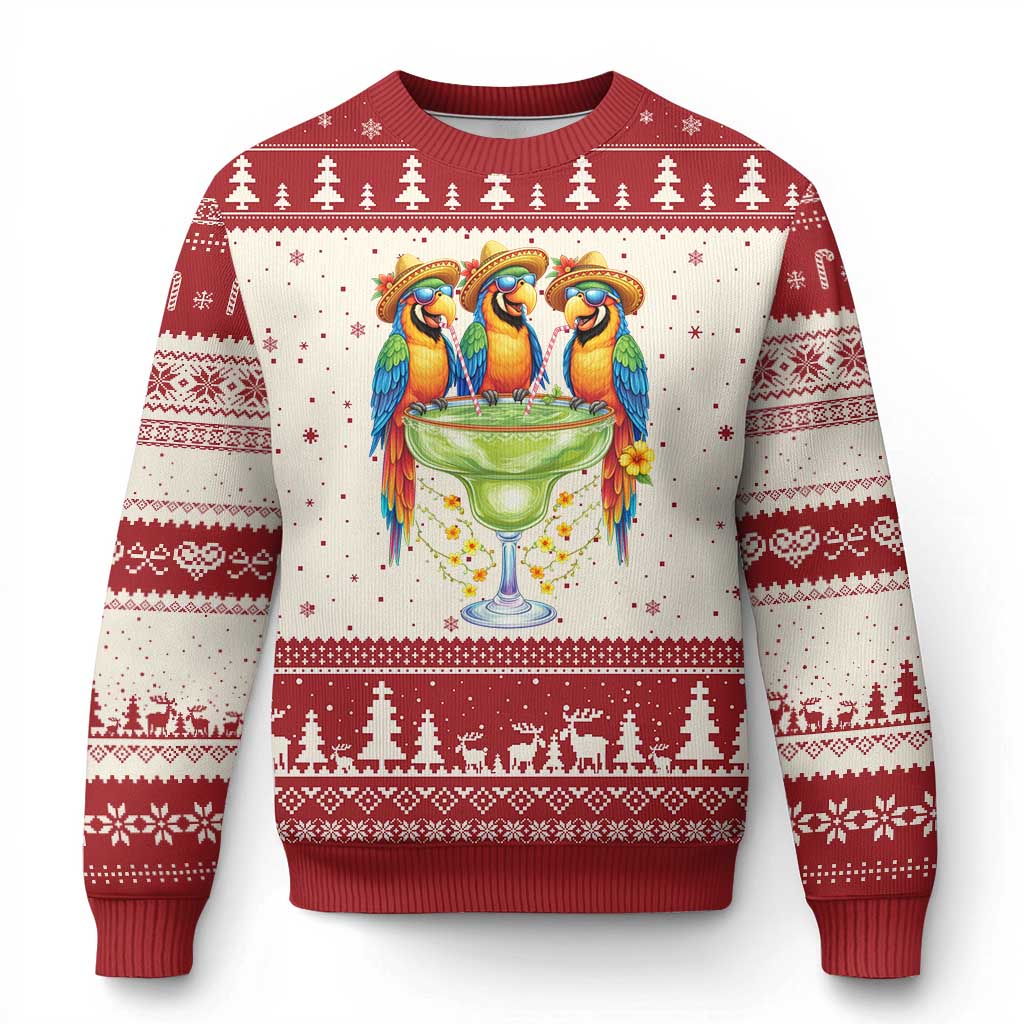 Cinco De Mayo Summer Party Ugly Christmas Sweater Funny Parrots Drinking Margaritas