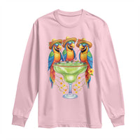 Cinco De Mayo Summer Party Long Sleeve Shirt Funny Parrots Drinking Margaritas