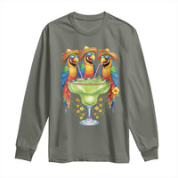 Cinco De Mayo Summer Party Long Sleeve Shirt Funny Parrots Drinking Margaritas