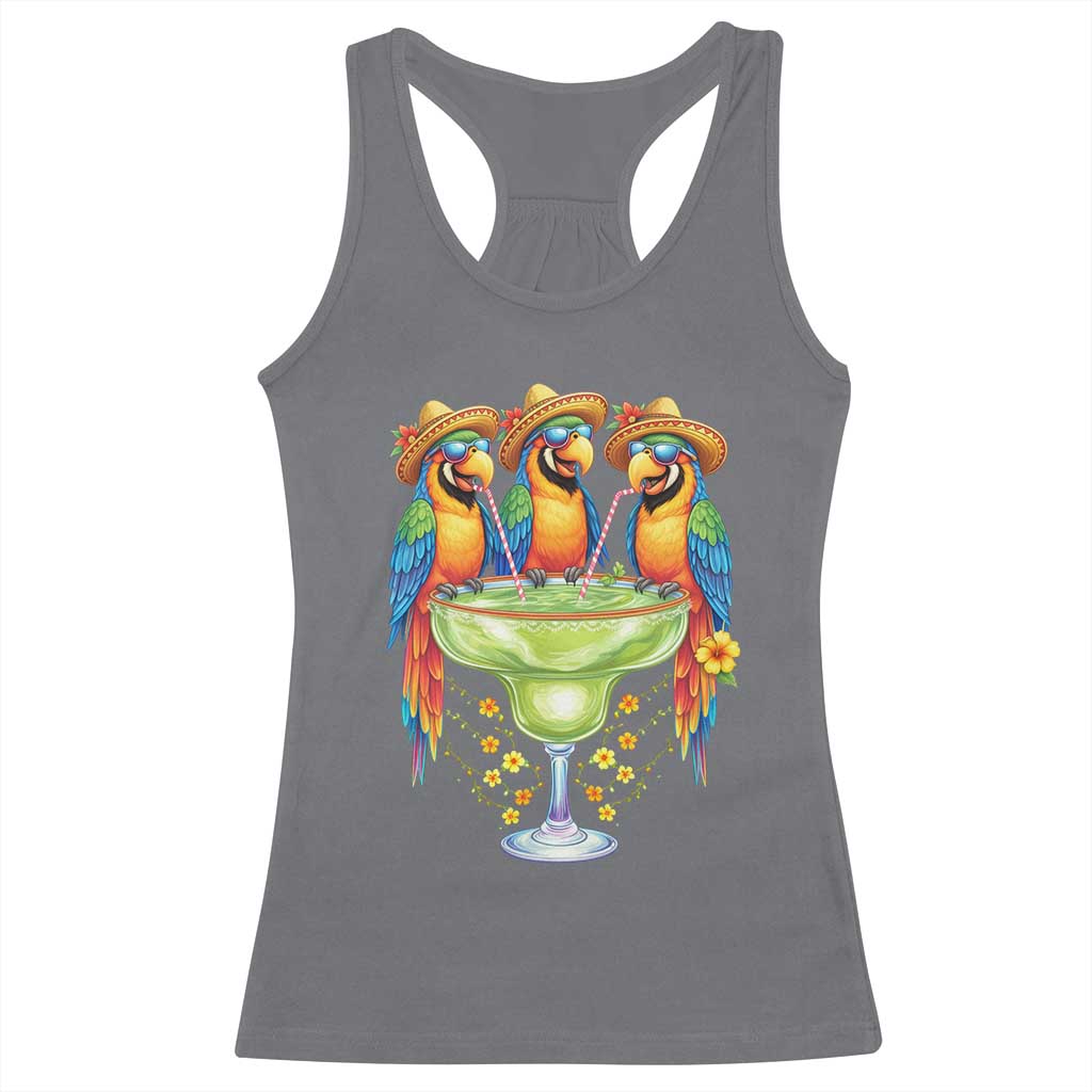 Cinco De Mayo Summer Party Racerback Tank Top Funny Parrots Drinking Margaritas