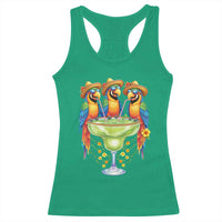 Cinco De Mayo Summer Party Racerback Tank Top Funny Parrots Drinking Margaritas