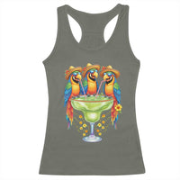 Cinco De Mayo Summer Party Racerback Tank Top Funny Parrots Drinking Margaritas