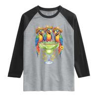 Cinco De Mayo Summer Party Raglan Shirt Funny Parrots Drinking Margaritas