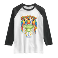 Cinco De Mayo Summer Party Raglan Shirt Funny Parrots Drinking Margaritas