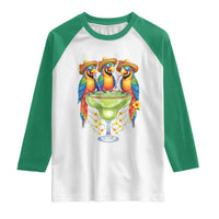 Cinco De Mayo Summer Party Raglan Shirt Funny Parrots Drinking Margaritas