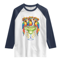 Cinco De Mayo Summer Party Raglan Shirt Funny Parrots Drinking Margaritas