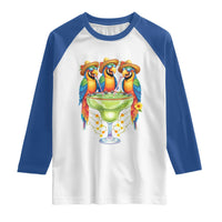 Cinco De Mayo Summer Party Raglan Shirt Funny Parrots Drinking Margaritas