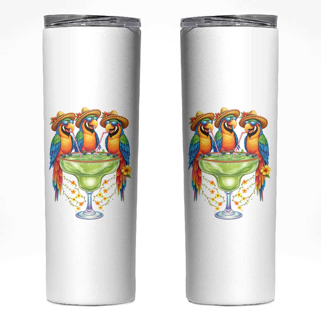 Cinco De Mayo Summer Party Skinny Tumbler Funny Parrots Drinking Margaritas