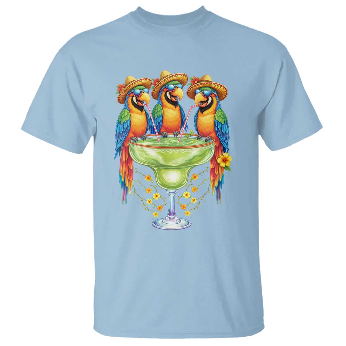 Cinco De Mayo Summer Party T Shirt Funny Parrots Drinking Margaritas