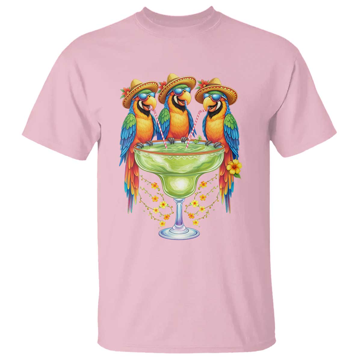 Cinco De Mayo Summer Party T Shirt Funny Parrots Drinking Margaritas