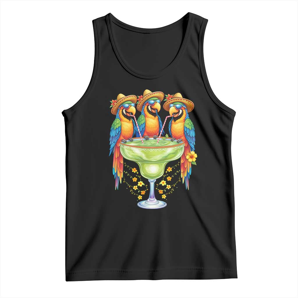 Cinco De Mayo Summer Party Tank Top Funny Parrots Drinking Margaritas