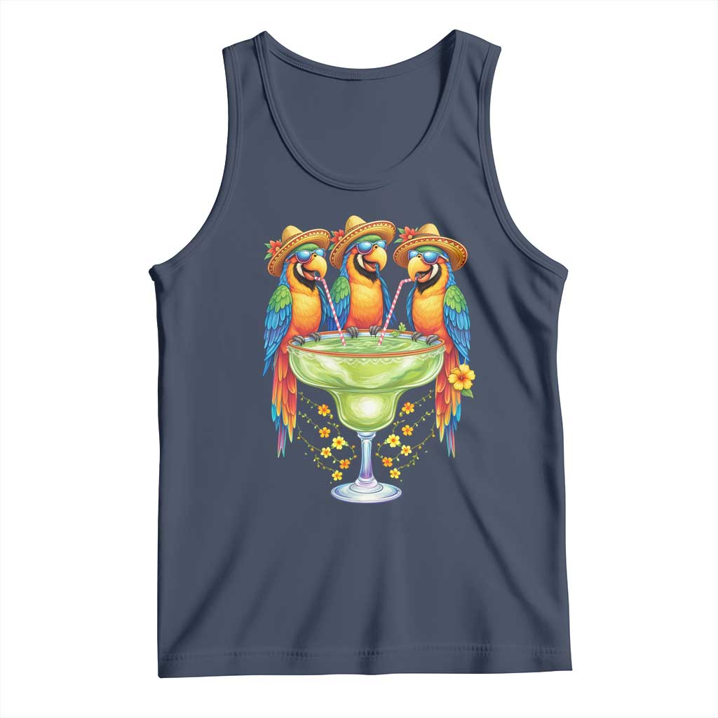 Cinco De Mayo Summer Party Tank Top Funny Parrots Drinking Margaritas